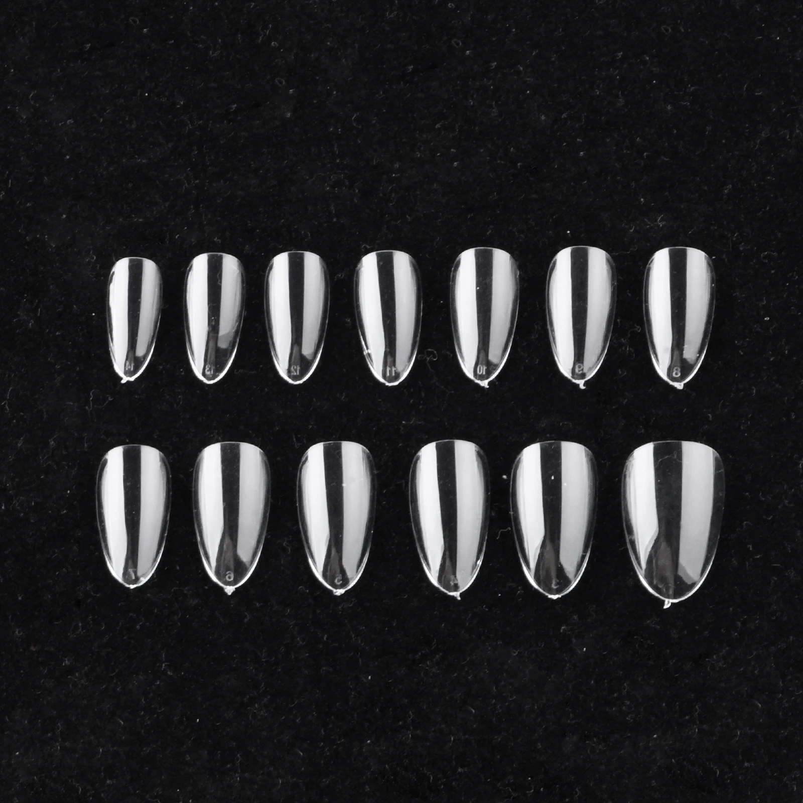 Factory Custom 14 Sizes Personalized Reasonable Price Nail Tips Almond Short Full Cover Nail Tips Clear 168pcs/box
