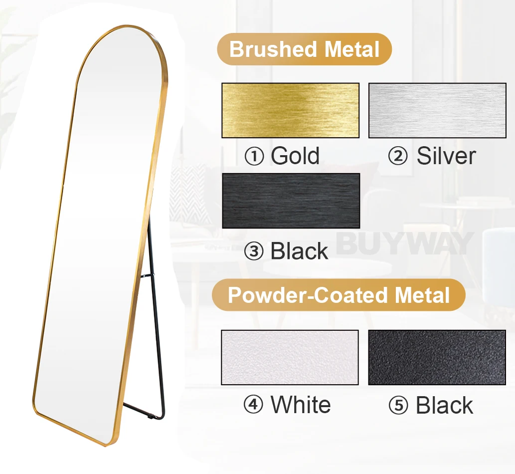 Custom Modern Aluminium Frame Whole Body Standing Dressing Long Tall Big Size Gold Arch Large Floor Full Length Mirrors