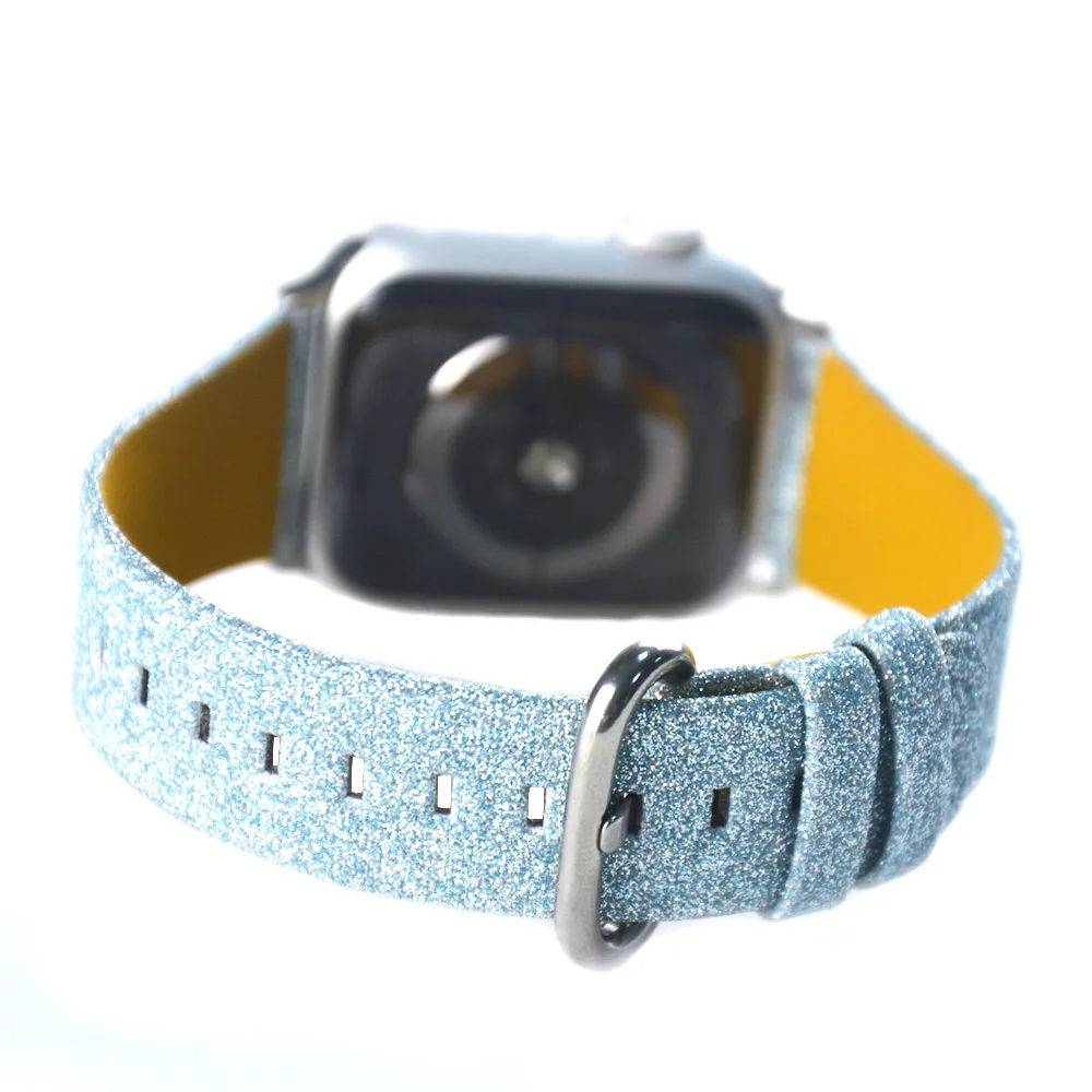 Leather pu gold sliver watch straps christmas elements black bling watchband for apple iphone i watch series 3 6 band