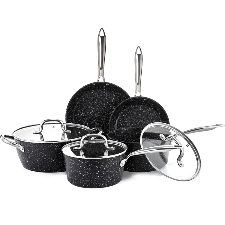 PFOA Free Easy to Clean All-Stove Suitable Granite Coating Cookware Sets with Frying Pan Saucepan Cooking Pots