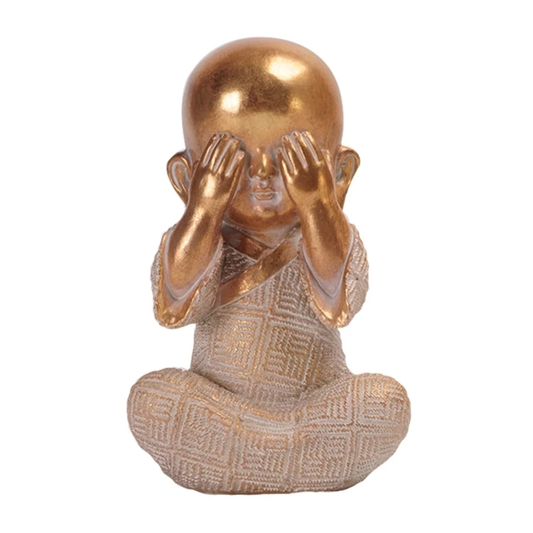 
Realistic resin crafts golden foil see no small monk figurines for home decorations little buddha statues 