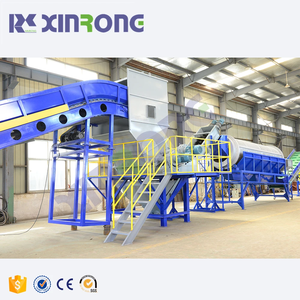 PET plastic bottle labeling washing recycling machine production line