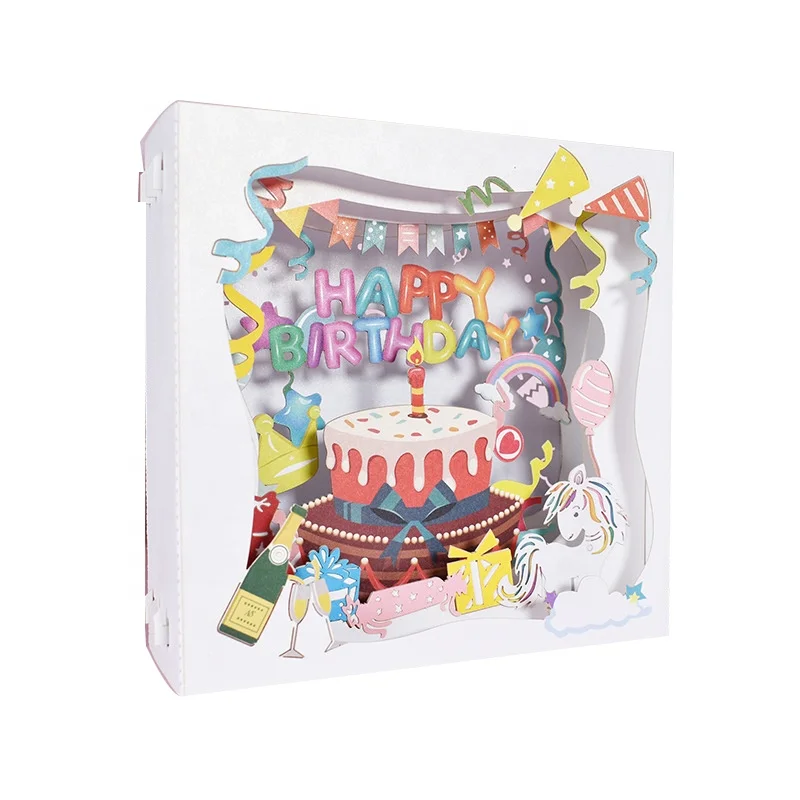 Birthday Cards 3D Pop Up Gift Card Birthday Handcrafted 3D Pop-Up Gift Box Happy Birthday Greeting Card for Wife Girl Friend