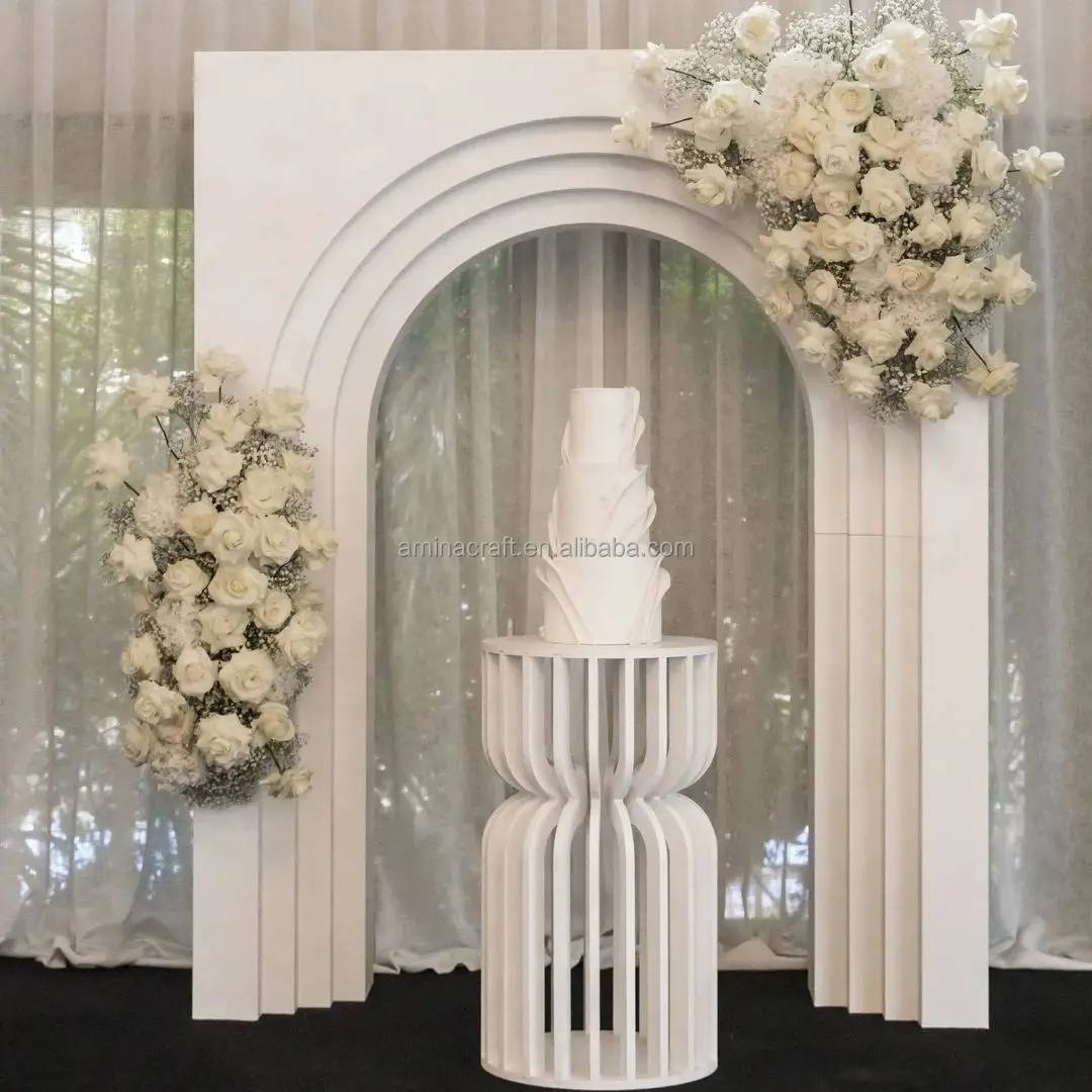 Amina Craft Outdoor furniture events used white PVC wedding arch backdrop for wedding party decorations
