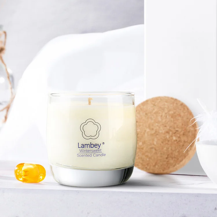 Lambey Vanilla Caramel Candle Crystal Glass Candle  Home Decoration Glass With Lid Soy Wax Scented Candles