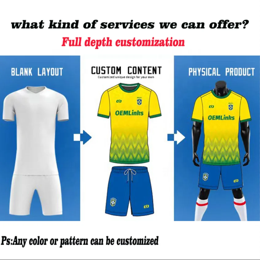 Custom OEM service football jerseys Breathable soccer kit team jerseys soccer clothing football sublimated soccer jerseys