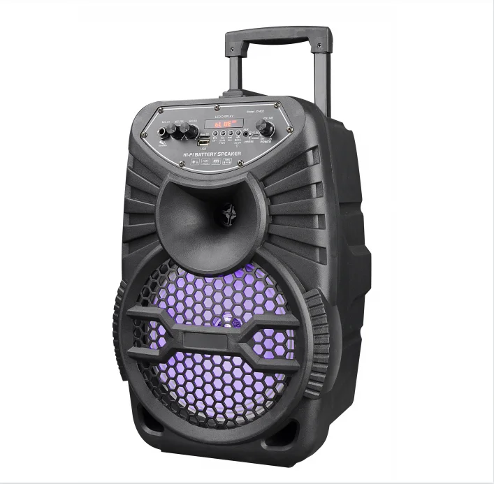8 Inch Battery Speaker Trolley Portable Active Speaker Professional Karaoke Blue tooth Speaker With USB SD