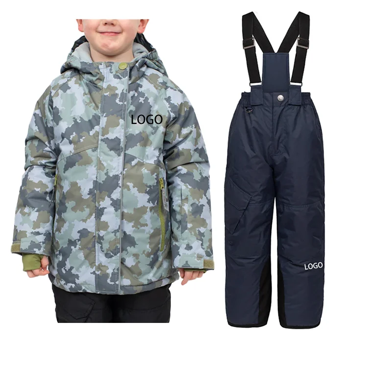 Custom Ski Wear Winter Warm Snow Suit Boys Girls Waterproof Ski Jacket Snow Pants Outdoor Sportswear Snowsuit Clothes for Kids