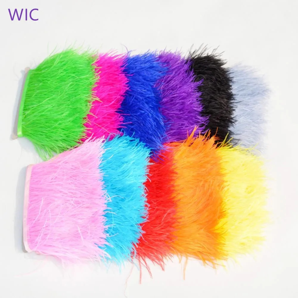 8-10 CM Free Sample Cheap High Quality Dyed Colorful Fluffy Feather Fringe Lace Trim Decorations Ostrich Feather Trim