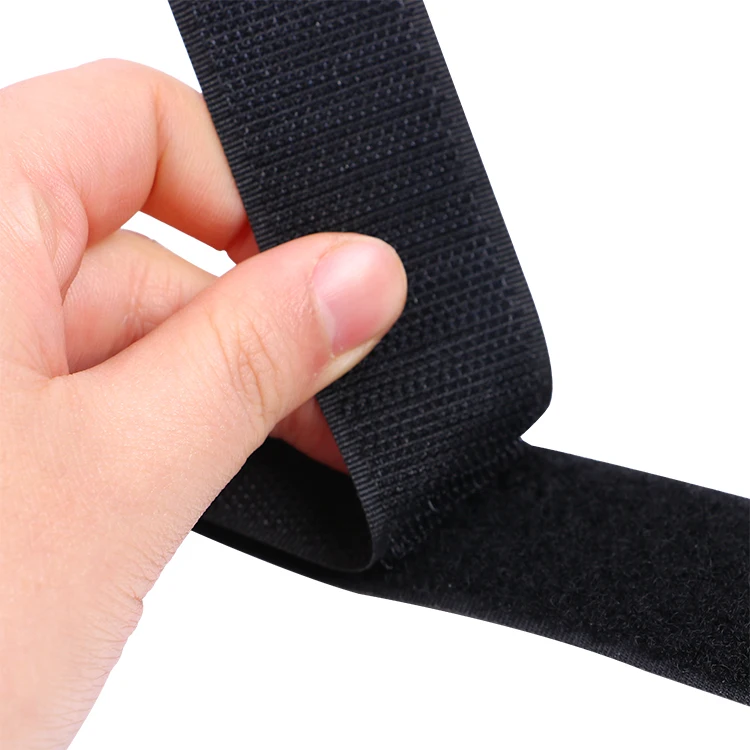 xinyang High sticky soft black tape sewing hook and loop tape fastening strap and transparent double sided hook and loop fastene