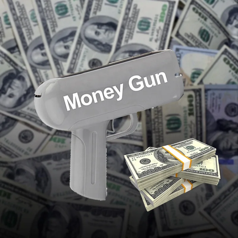 New Coming Customized US Dollar Money Gun Best Seller, Super Shot Gun, Silvery Toy Gun cash cannon spray money gun