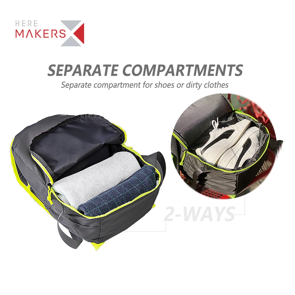 Light weight with shoes compartment back pack bags sport travel student school gym waterproof backpack