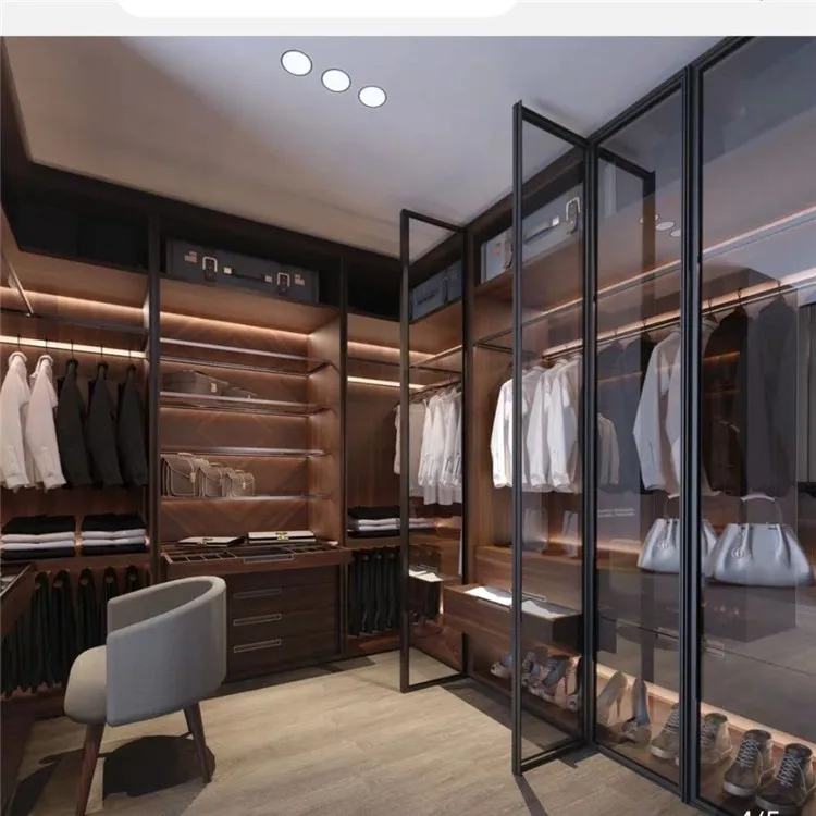 Simple style wardrobe aluminium profile for kitchen cabinet door pull handles profile furniture glass door frame