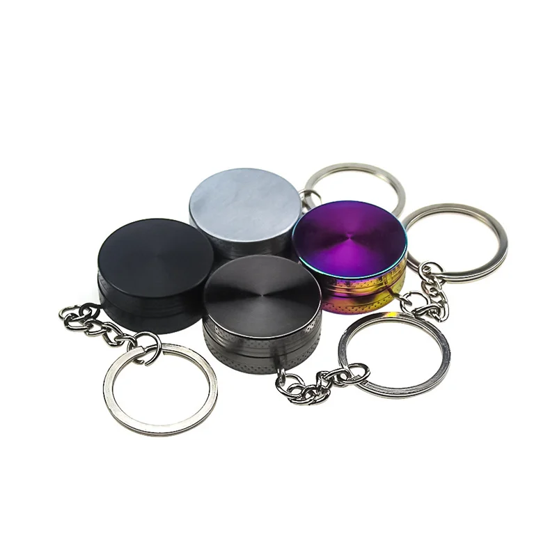 30mm Mini 2-layers Herb Tobacco Grinder with Keychain Cigarette Grinder Spice Cigarette Herb Tobacco Grinder Crusher Hand Miller
