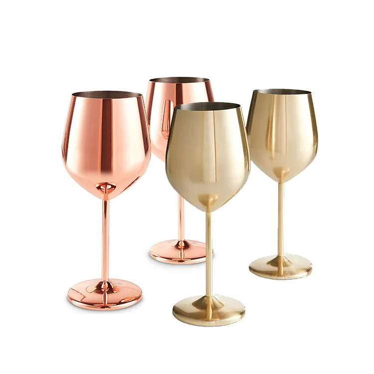 500ml Stainless Steel Rose Wine Glass Unbreakable Smoked Wine Glasses