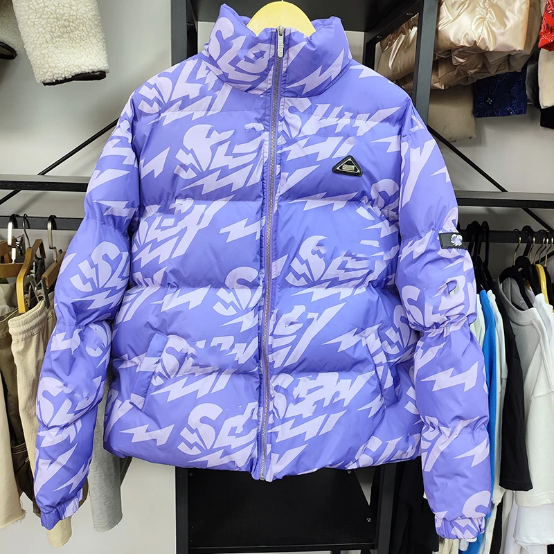 Wholesale parka goose down jacket all over print thick outdoor winter coat