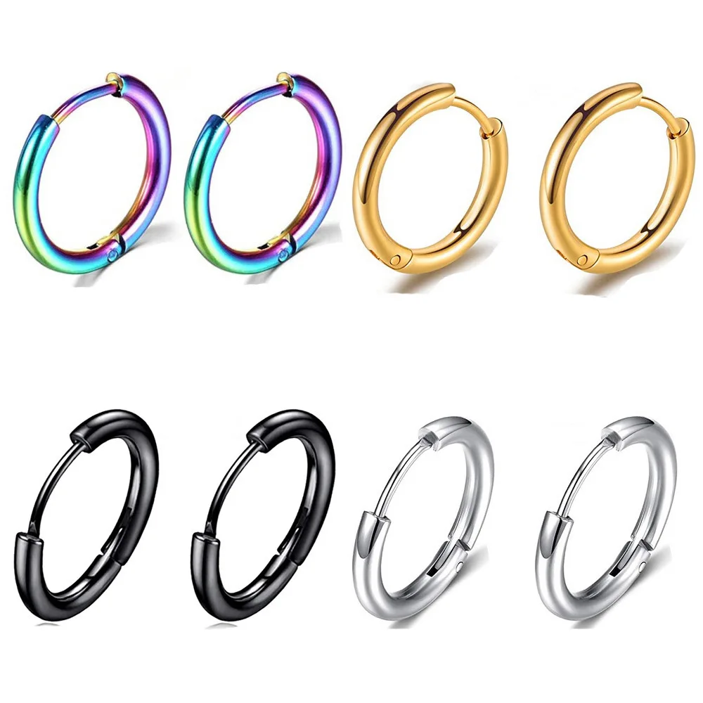Factory Wholesale Men and Women Gold Hoop Earrings Fashion Stainless Steel Earrings