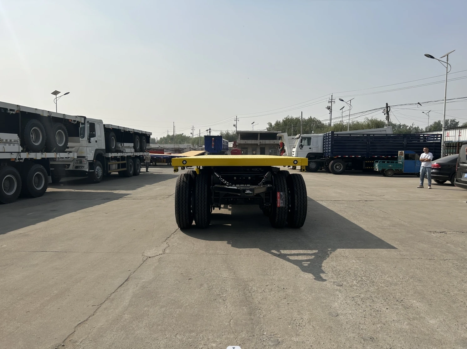 Best Price 3/4 Axle Tri-Bead Turntable 20/40FT Full Farm Trailer Transport Cargo and Container Drawbar Trailer for Sale