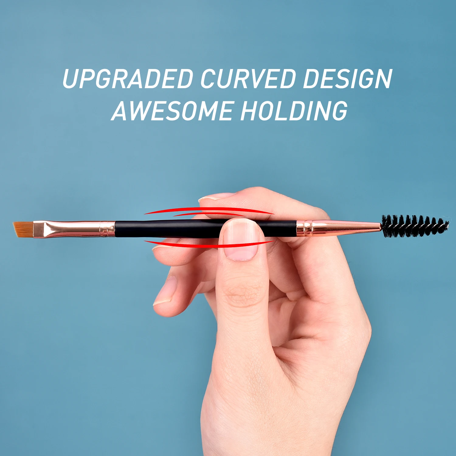 
BUEART black luxury dual ended angled eyebrow lash brush& eyeshadow two head eyeliner Definer Spoolie Comb brush 