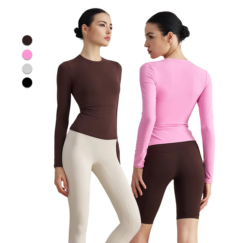ADCX42005 Women Crew Neck Long Sleeves Fitness Yoga Tops Soft Workout Gym Wear