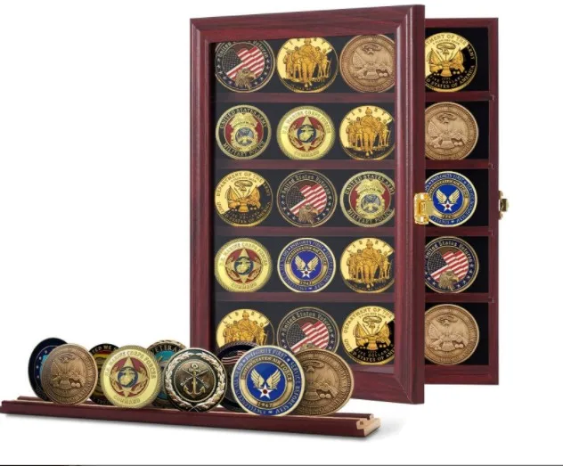wooden coin holder , coin collection wooden stand medal collection wood box with glass lids