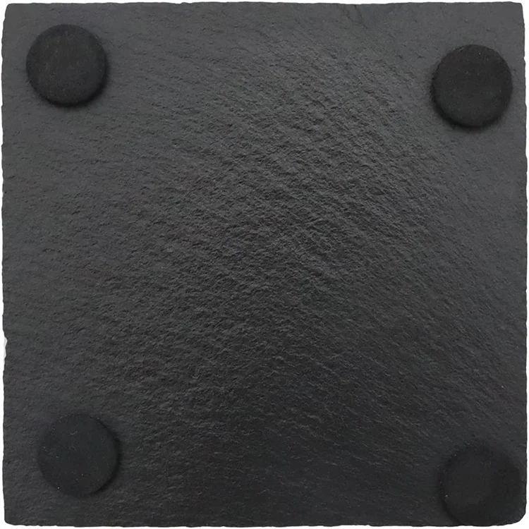 4 x 4 Inch Gorgeous Black Slate Stone Coasters Bulk Square Slate Stone Cup Coaster for Drink Bar Kitchen Home