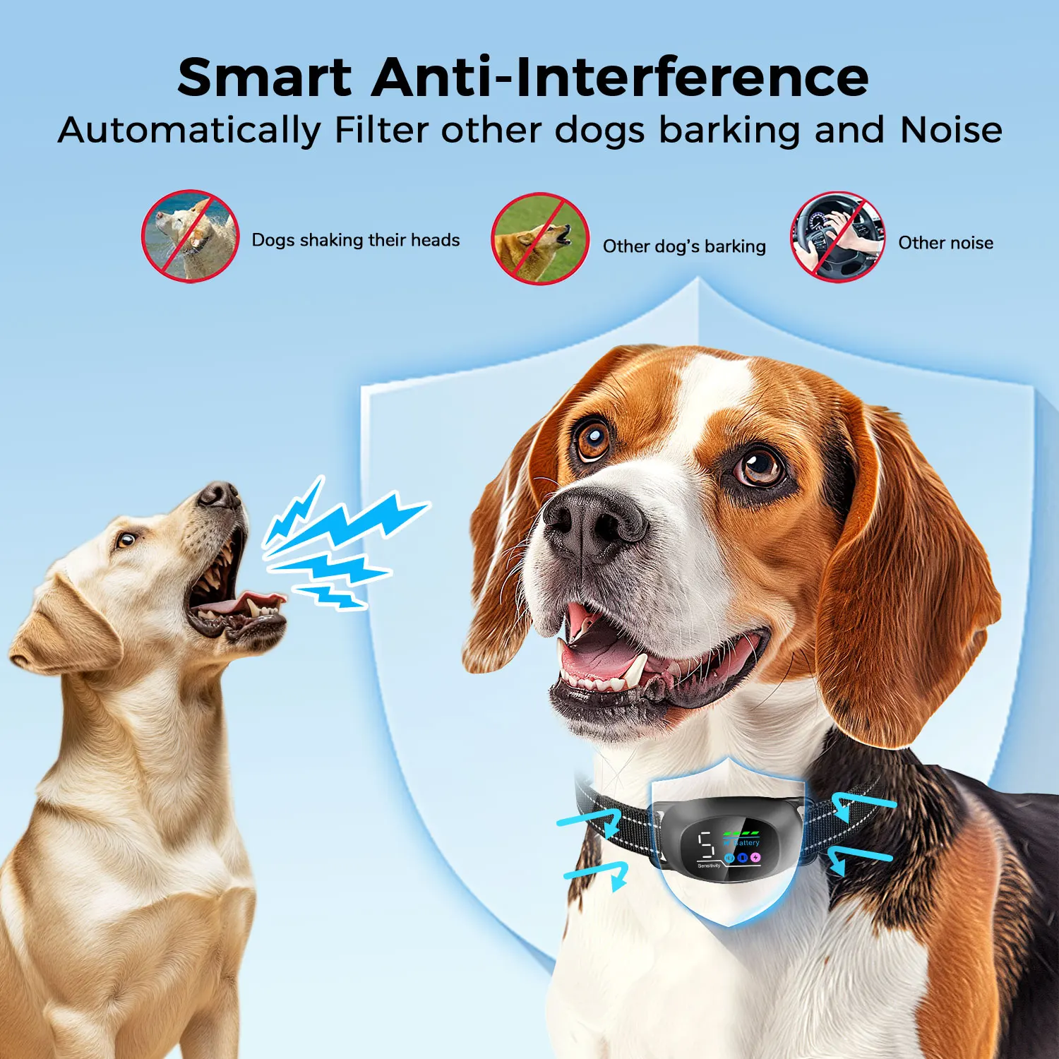 2025 Intelligent Anti Barking Smart Rechargeable Waterproof  Dog Shock Bark Control Collar with Remote Tag for Dogs