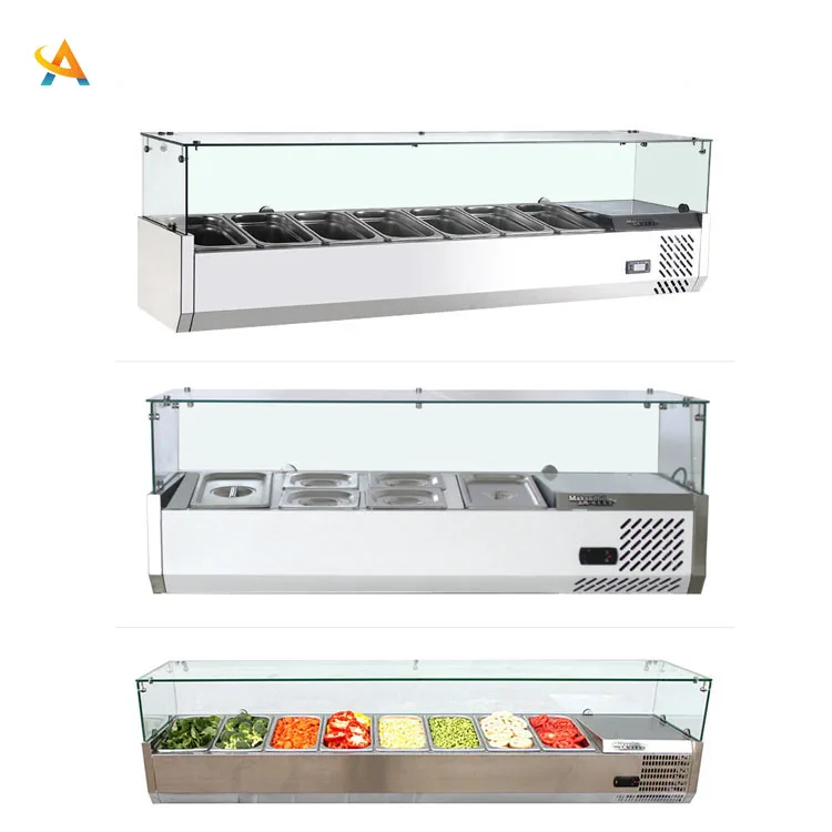 Counter Top Salad BarSalad Refrigerator Salad Display Refrigerator pizza topping chiller