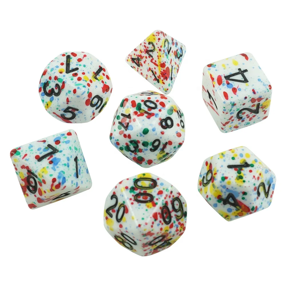 Manufacturer Sale 7pcs rainbow Polyhedral Dice Set Colorful Dnd Rgp Acrylic rainbow 16mm D6 Bone Dices for Funny Casino Games