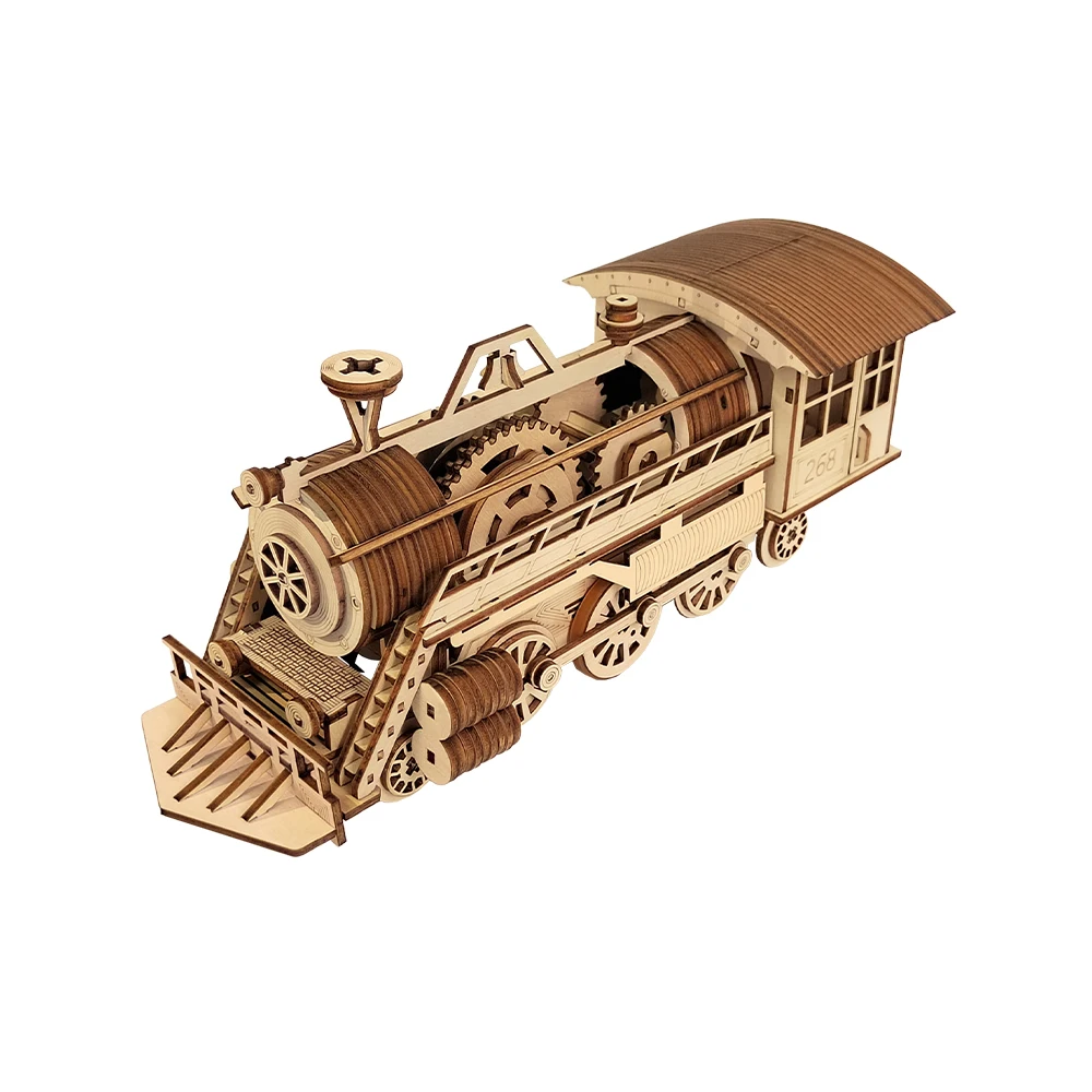 DIY Steam Train 3D Wooden Puzzle Adult Assembled Mechanical Model Gift Kids EducationalToy