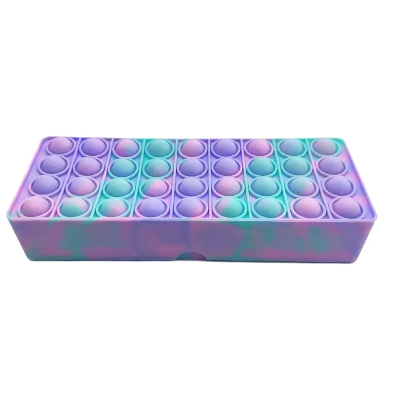 Multifunctional pencil case push pop bubble sensory pop it fidget toy stress release pop it pencil box