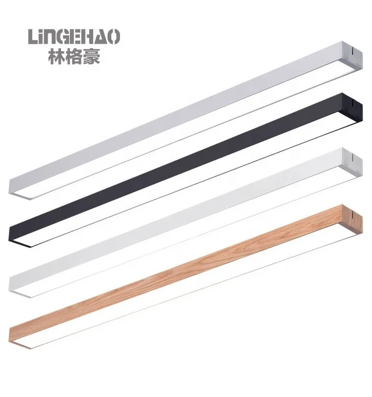 High quality 4 ft/5ft/6ft or custom size black/white ultra-thin acrylic strip linear pendant light for office