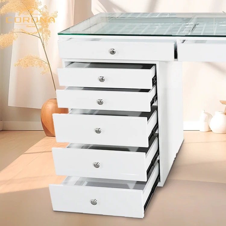 New Barbershop Hairdressing Table Makeup Mirror Station for Hair Salon With Drawer