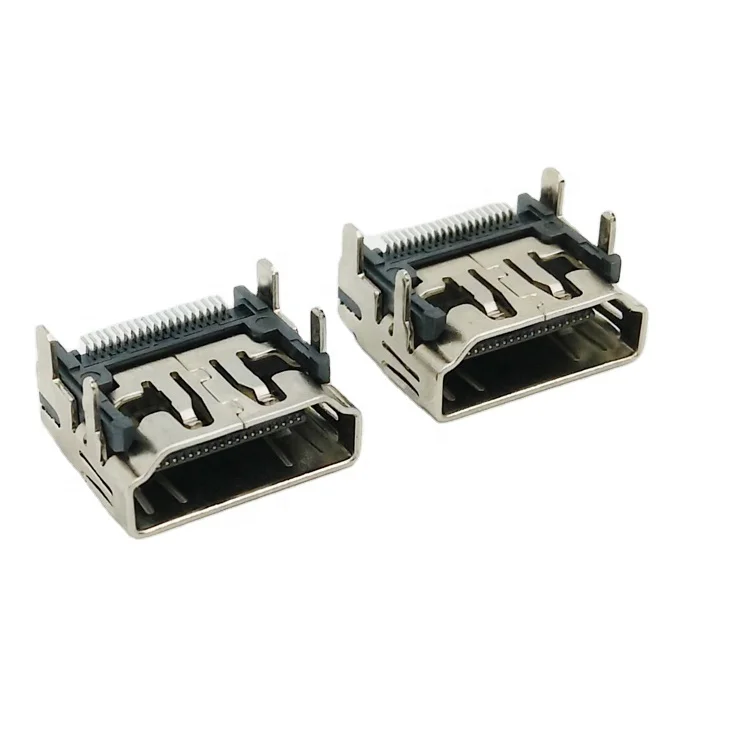 19P Type A Female Right Angle SMT HD-MI High Definition Multimedia Interface Connector for Audio & Video Data Transmission