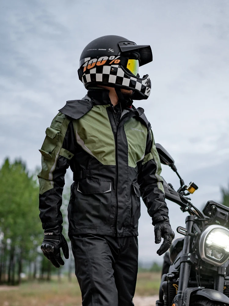 SULAITE Reflective Black Rain Coat Bike Suit Rainwear Motorcycle Men Waterproof Suit Raincoat For Motorcycle Riders