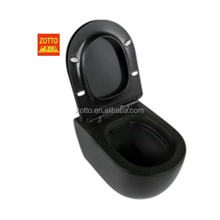 European-style Frameless Matt Black Multi-color Ceramic Wall-mounted Toilet