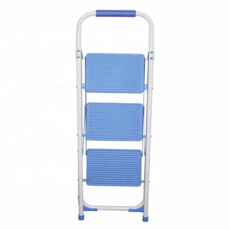 Kitchen Small Steel  Folding 3 Step Ladder Stool Slim Design Portable Household Metal 2 3 Step Ladder With Handrail