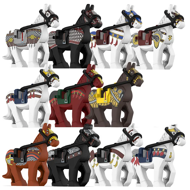 New Three countries horse and five tiger Military Horses Ring Horse Saddles Mahler Plastic Mini Blocks Figures Toy Kids Toys