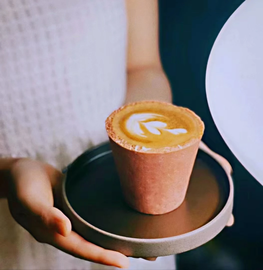 Wholesale Heat Resistant Drink Disposable Edible Dessert Cup Waffle Cookie Handmade Oatmeal Coffee Cup