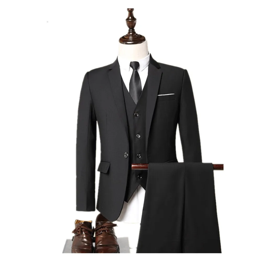 Оптовая продажа, мужские костюмы из 3 предметов, Блейзер, брюки, жилет, свадебные костюмы