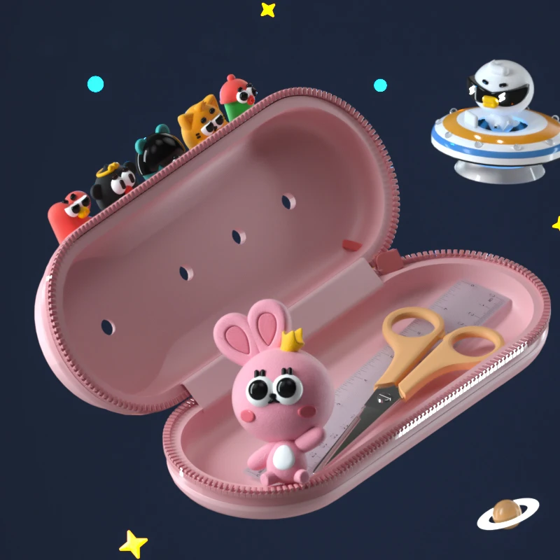 3D Designer Planet Storage Container kawaii Pencil case For School DIY Colorful Kids Pencil Box