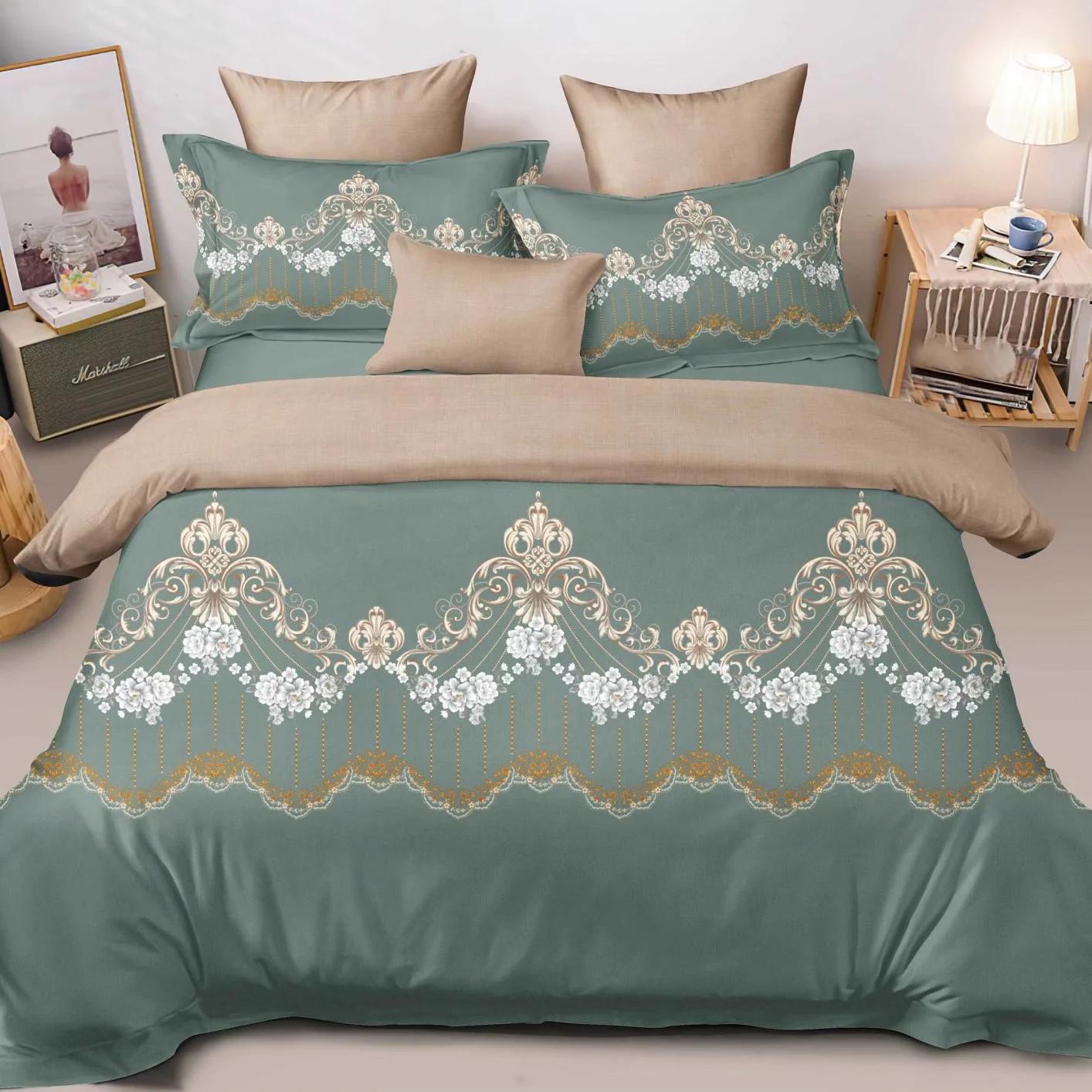 Factory directly polyester king size/queen size/full size bed in a bag comforter sets