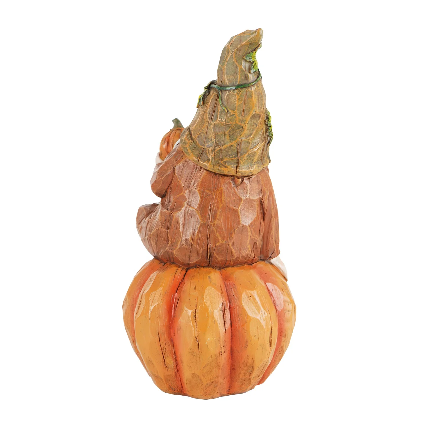 Garden Gnome Sitting on Pumpkin Statue Autumn Harvest Happy Fall Garden Gnome Statue Figurine