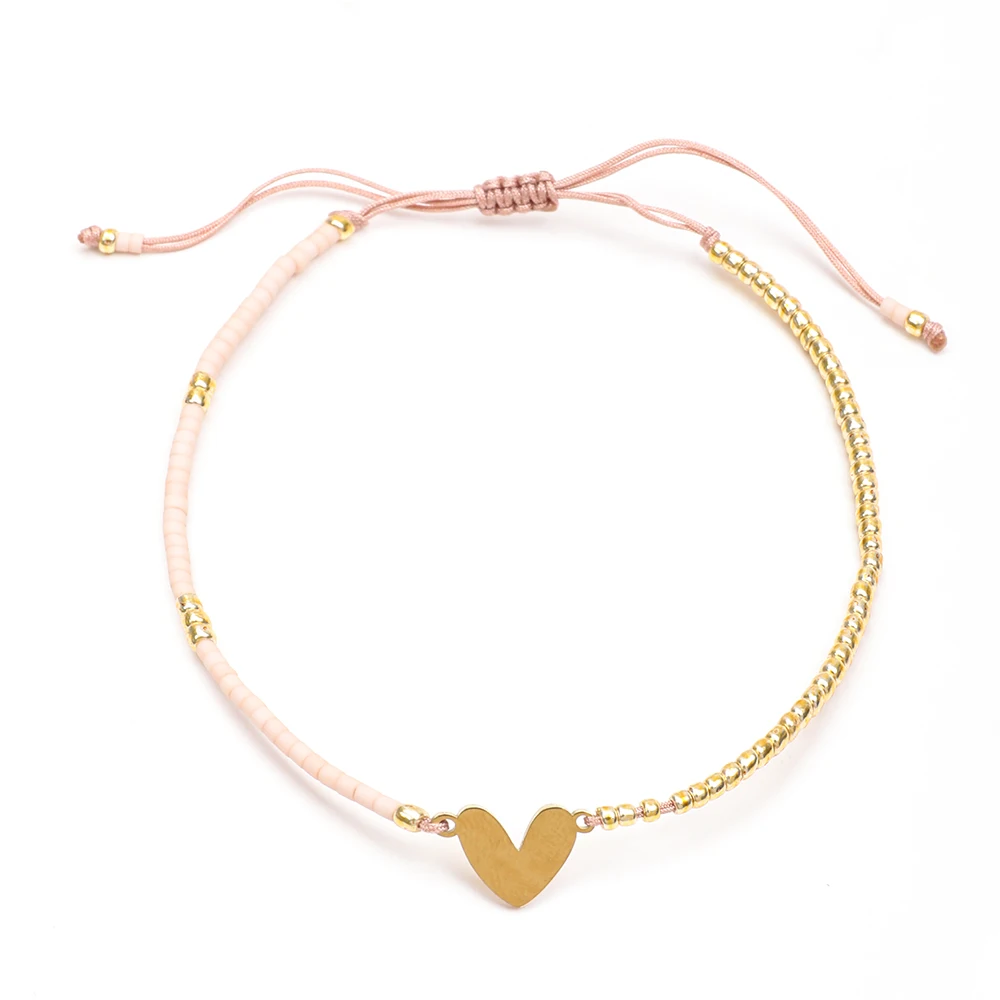 New Classic Heart Bracelet Women Simple Miyuki Seed Beads Colorful Rope Bracelets For Women Jewelry Gift