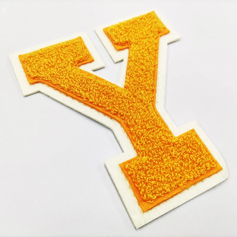 Wholesale Custom 3D Logo Iron On Embroidered Letter Chenille Embroidery Patches For Hat Shirt Garment