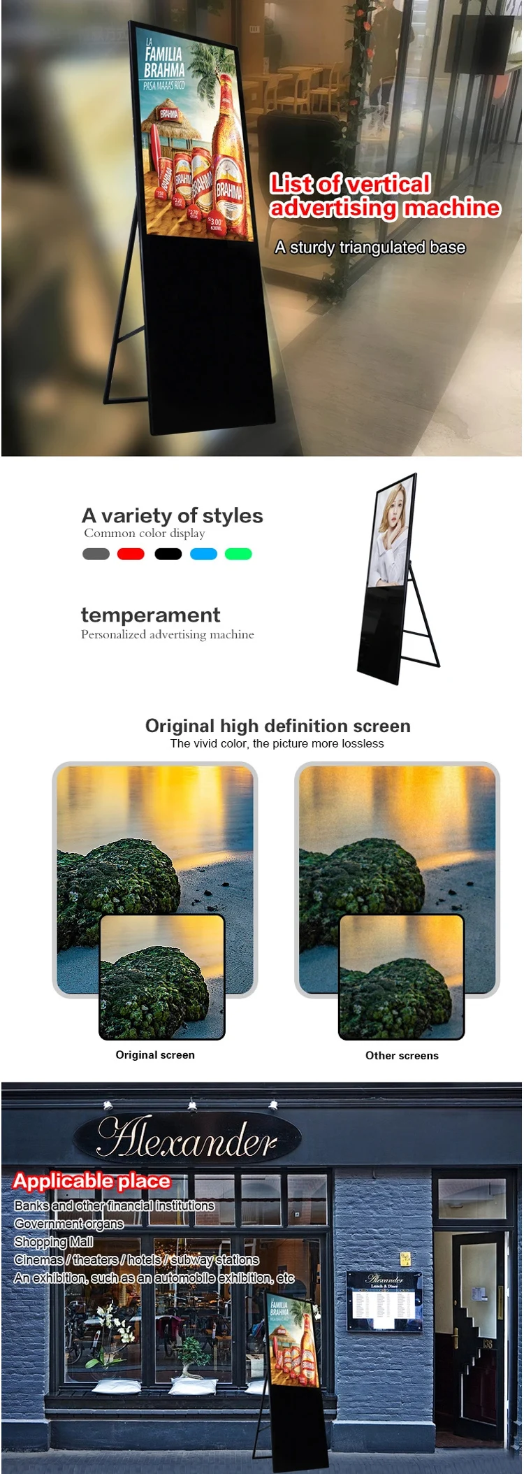 Photo Screens Digital Totem Advertising Mupi Touch Screen Hot Sale Equipment Street Outdoor LCD Screen Led Indoor Kiosks Black