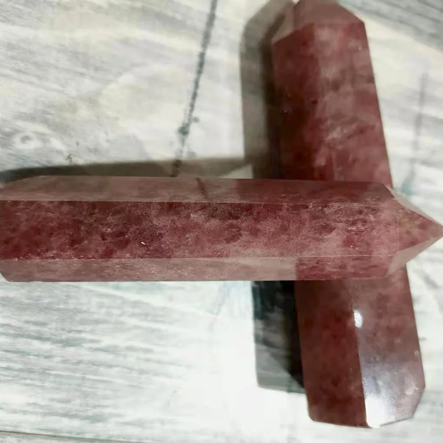 Hot Sale Strawberry Quartz Rough Stone Strawberry Quartz Points For Home Decoration