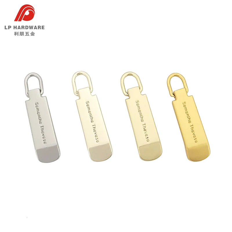 Zippers Sliders Manufacturers Custom Engraved Logo Metal Zipper Puller Slider