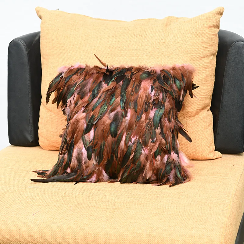 CX-D-70E Cheap Hot Selling Home Decorative Furry Feather Pillow Cases for Sofa Bed Floor