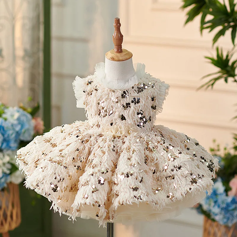 2024 vintage elegant little big girl long evening dresses for wedding party wear lace maxi dress 2 years old outfit 1 year old